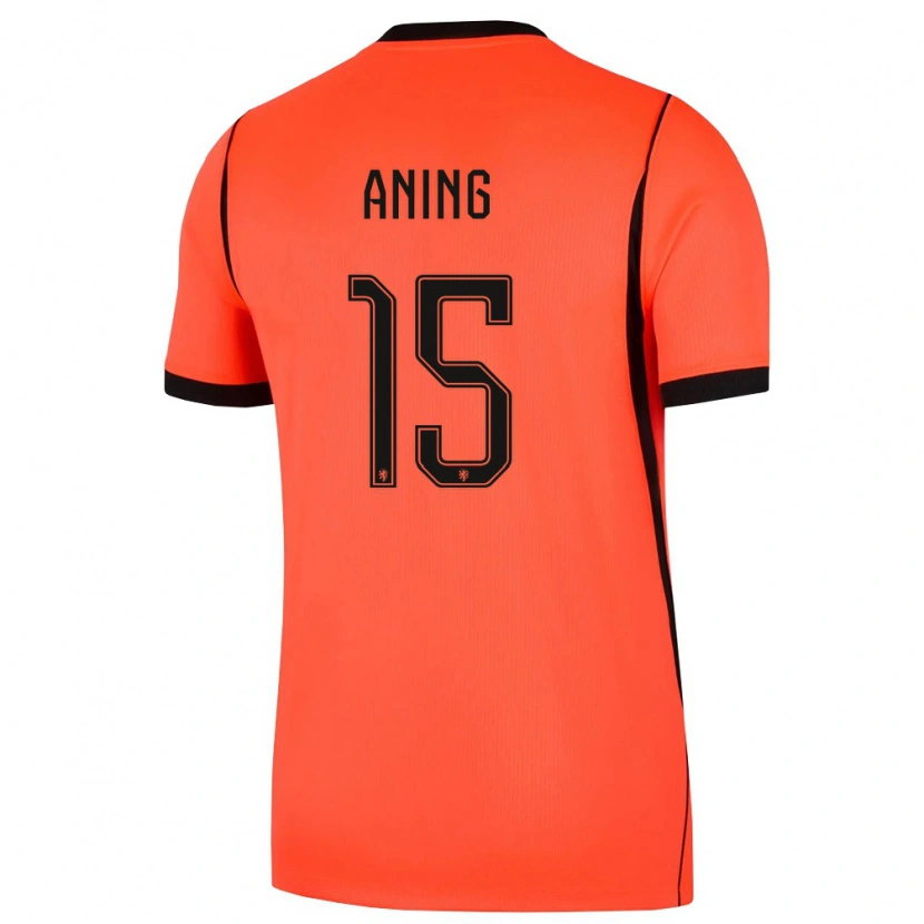 Danxen Hombre Camiseta Países Bajos Prince Aning #15 Naranja Negro 1ª Equipación 26-28 La Camisa