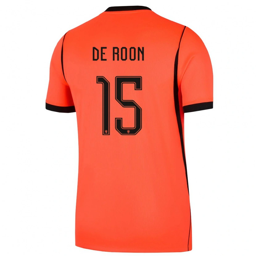 Danxen Hombre Camiseta Países Bajos Marten De Roon #15 Naranja Negro 1ª Equipación 26-28 La Camisa