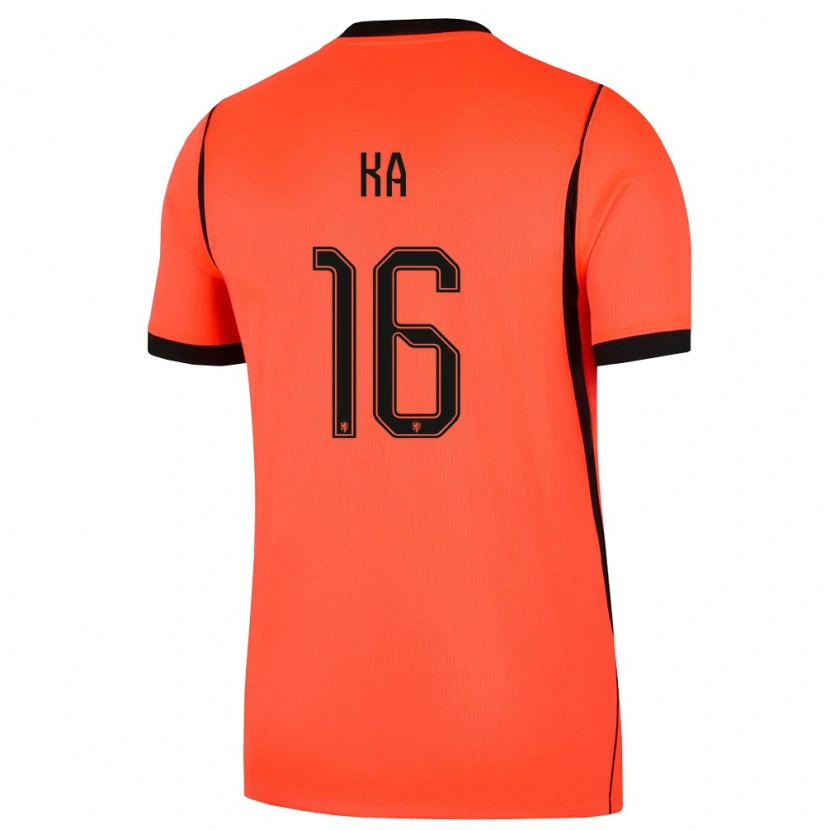 Danxen Hombre Camiseta Países Bajos Ismail Ka #16 Naranja Negro 1ª Equipación 26-28 La Camisa