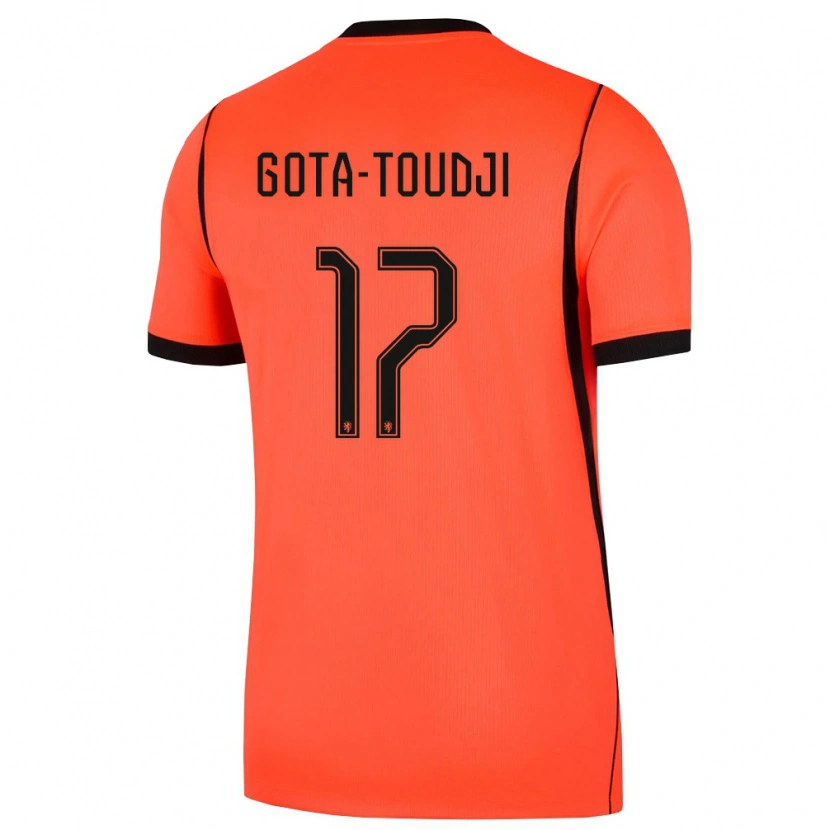 Danxen Hombre Camiseta Países Bajos Mawulom Gota-Toudji #17 Naranja Negro 1ª Equipación 26-28 La Camisa