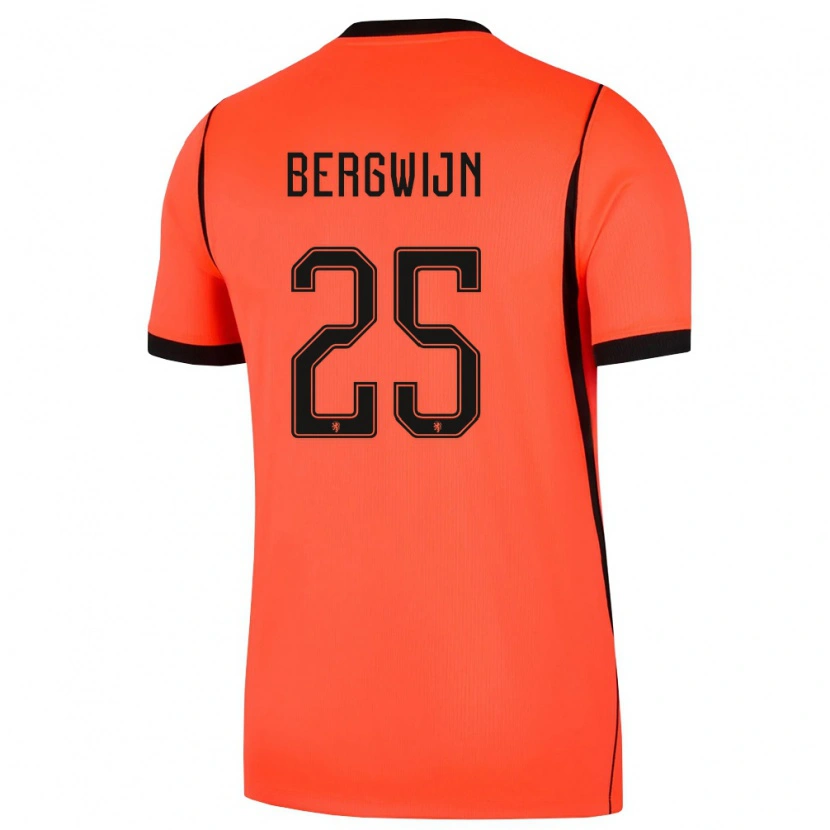 Danxen Hombre Camiseta Países Bajos Steven Bergwijn #25 Naranja Negro 1ª Equipación 26-28 La Camisa