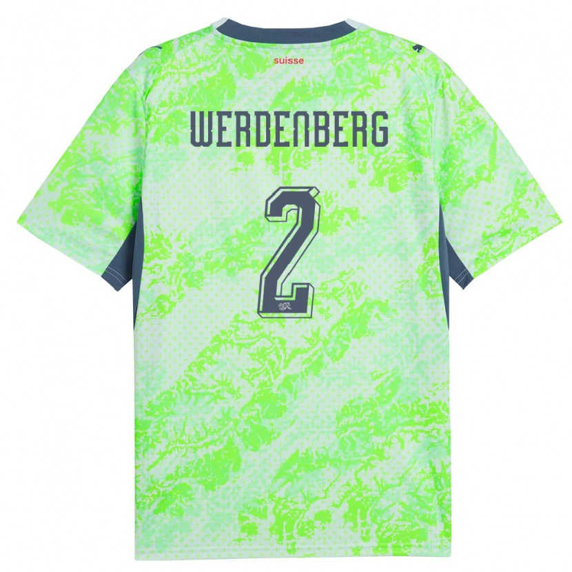 Danxen Hombre Camiseta Suiza Julien Werdenberg #2 Verde Marino 2ª Equipación 26-28 La Camisa