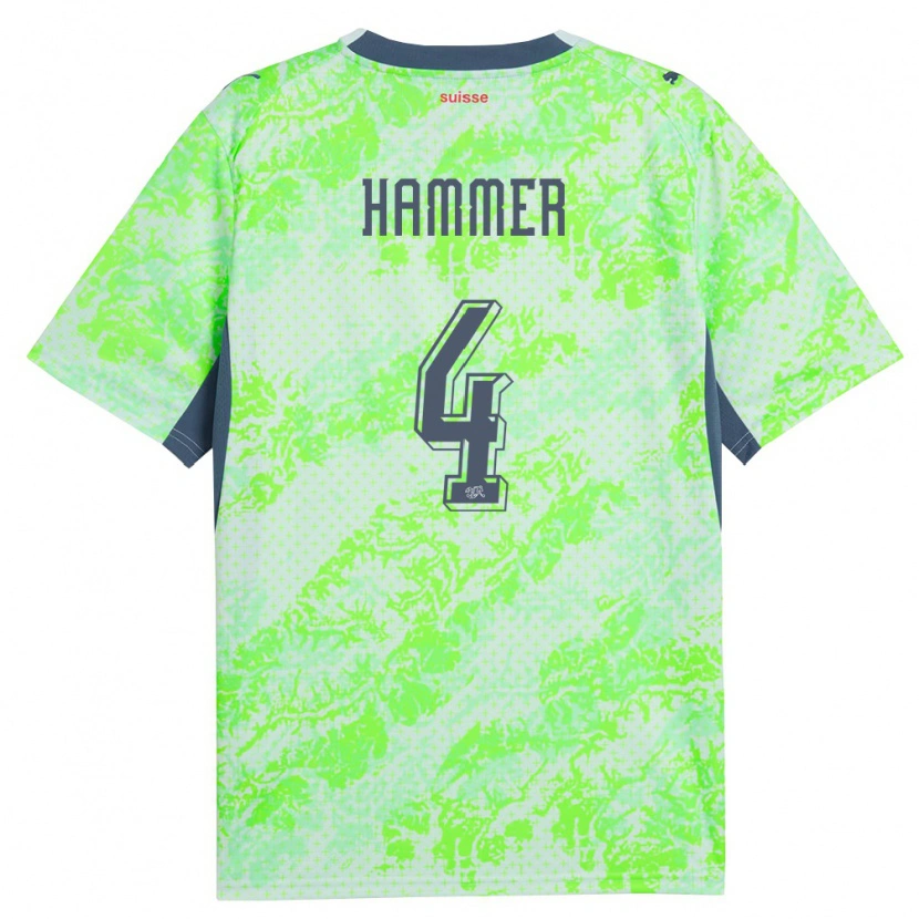 Danxen Hombre Camiseta Suiza Pascal Hammer #4 Verde Marino 2ª Equipación 26-28 La Camisa