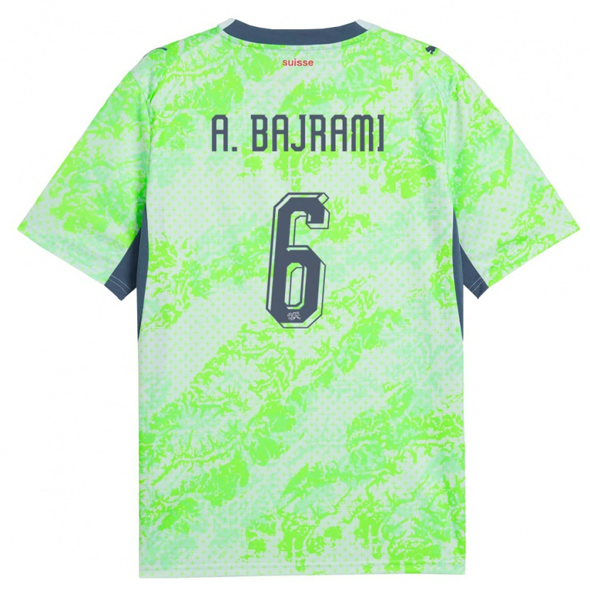 Danxen Hombre Camiseta Suiza Adrian Bajrami #6 Verde Marino 2ª Equipación 26-28 La Camisa