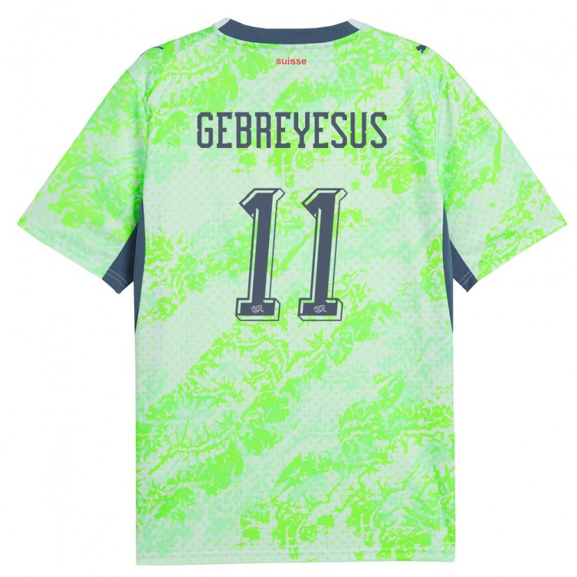 Danxen Hombre Camiseta Suiza Esey Gebreyesus #11 Verde Marino 2ª Equipación 26-28 La Camisa