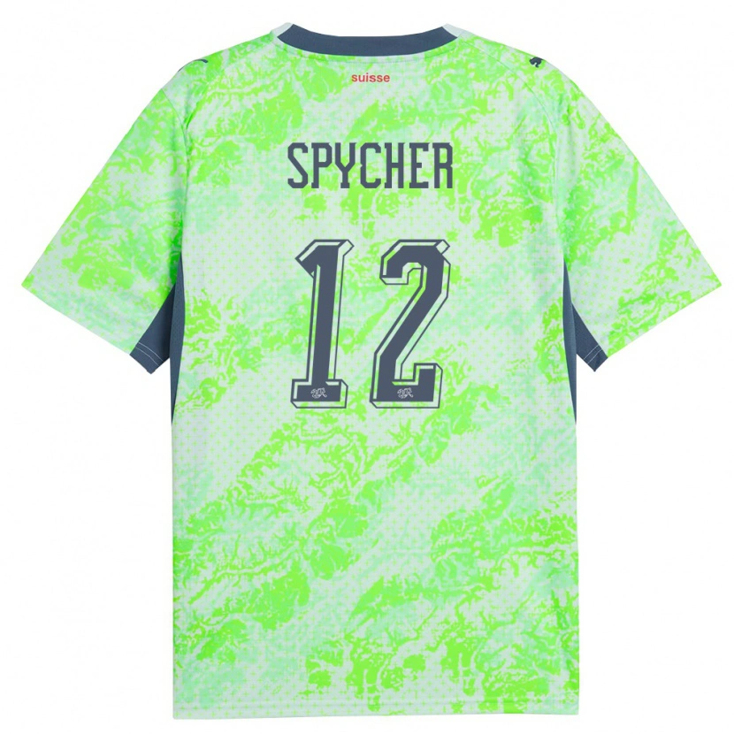 Danxen Hombre Camiseta Suiza Tim Spycher #12 Verde Marino 2ª Equipación 26-28 La Camisa