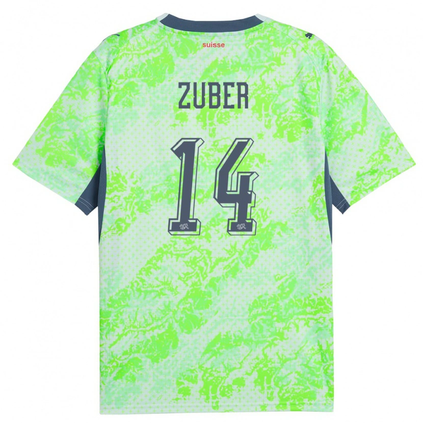 Danxen Hombre Camiseta Suiza Steven Zuber #14 Verde Marino 2ª Equipación 26-28 La Camisa