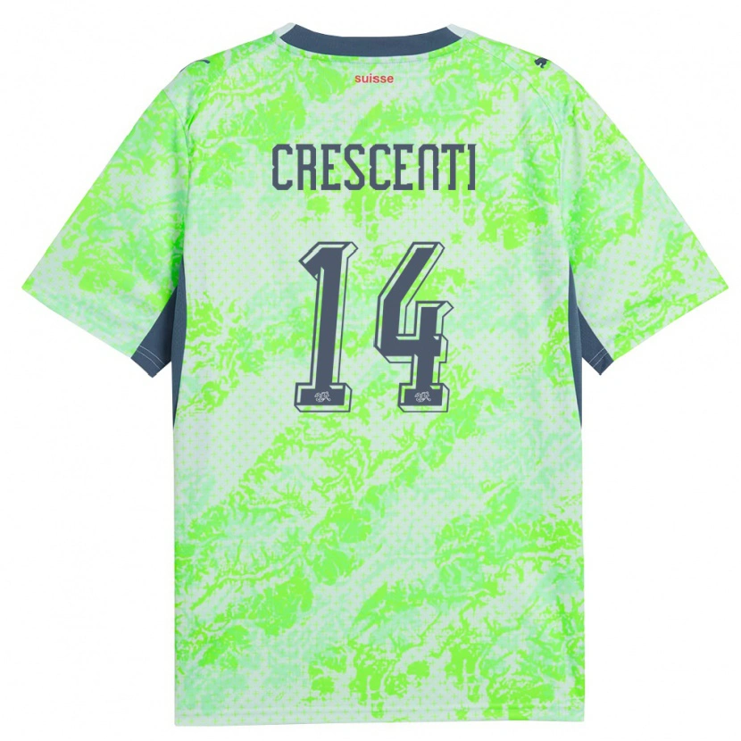 Danxen Hombre Camiseta Suiza Federico Crescenti #14 Verde Marino 2ª Equipación 26-28 La Camisa