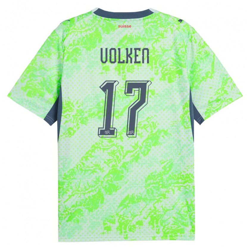 Danxen Hombre Camiseta Suiza Neil Volken #17 Verde Marino 2ª Equipación 26-28 La Camisa