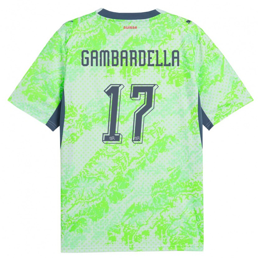 Danxen Hombre Camiseta Suiza Matteo Gambardella #17 Verde Marino 2ª Equipación 26-28 La Camisa