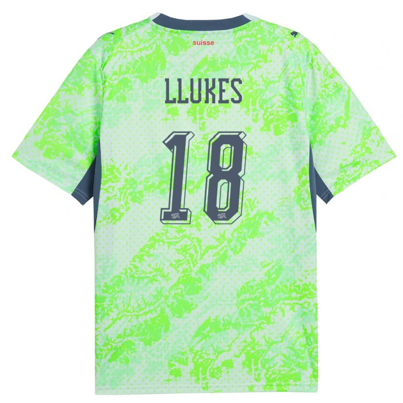 Danxen Hombre Camiseta Suiza Adrien Llukes #18 Verde Marino 2ª Equipación 26-28 La Camisa