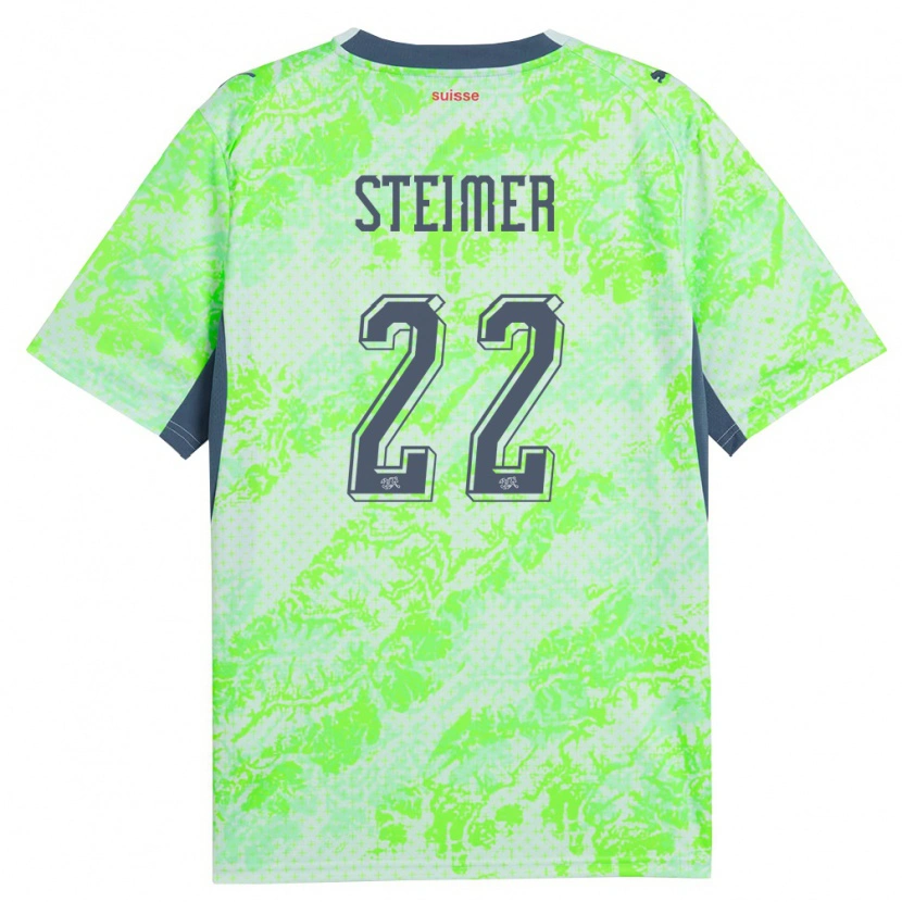 Danxen Hombre Camiseta Suiza Celestin Steimer #22 Verde Marino 2ª Equipación 26-28 La Camisa