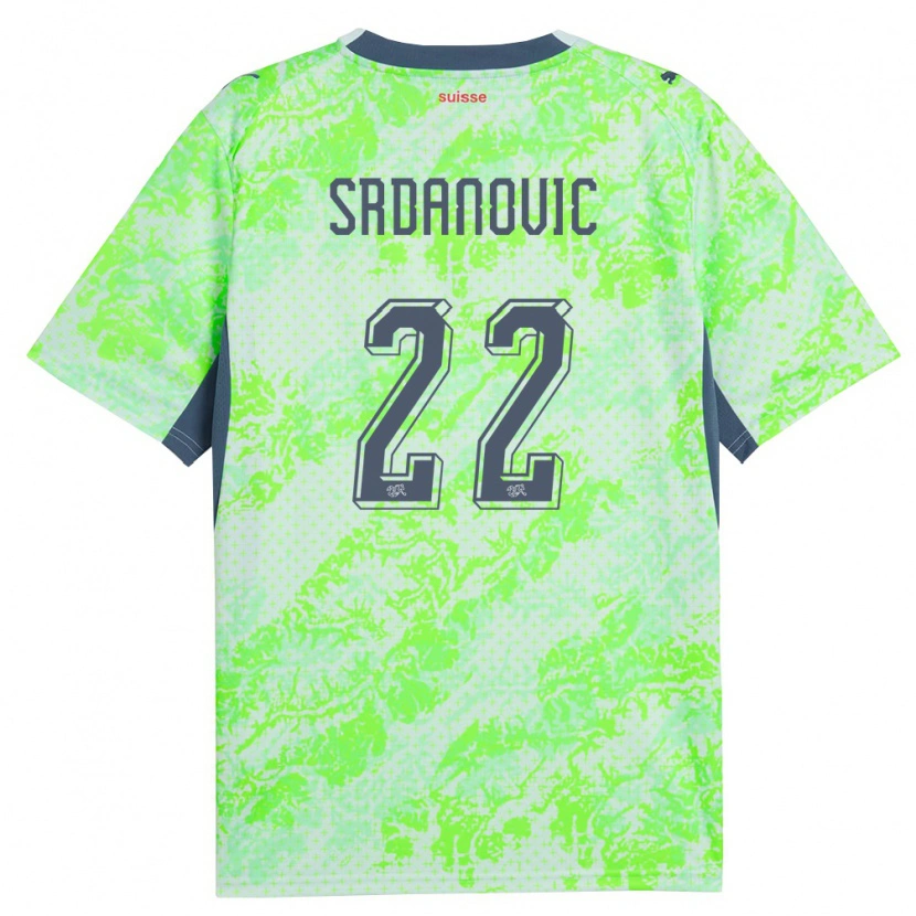 Danxen Hombre Camiseta Suiza Loun Srdanovic #22 Verde Marino 2ª Equipación 26-28 La Camisa