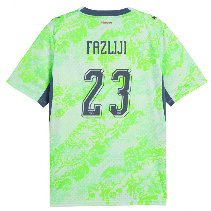 Danxen Hombre Camiseta Suiza Anid Fazliji #23 Verde Marino 2ª Equipación 26-28 La Camisa