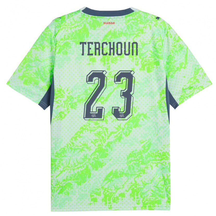 Danxen Hombre Camiseta Suiza Meriame Terchoun #23 Verde Marino 2ª Equipación 26-28 La Camisa