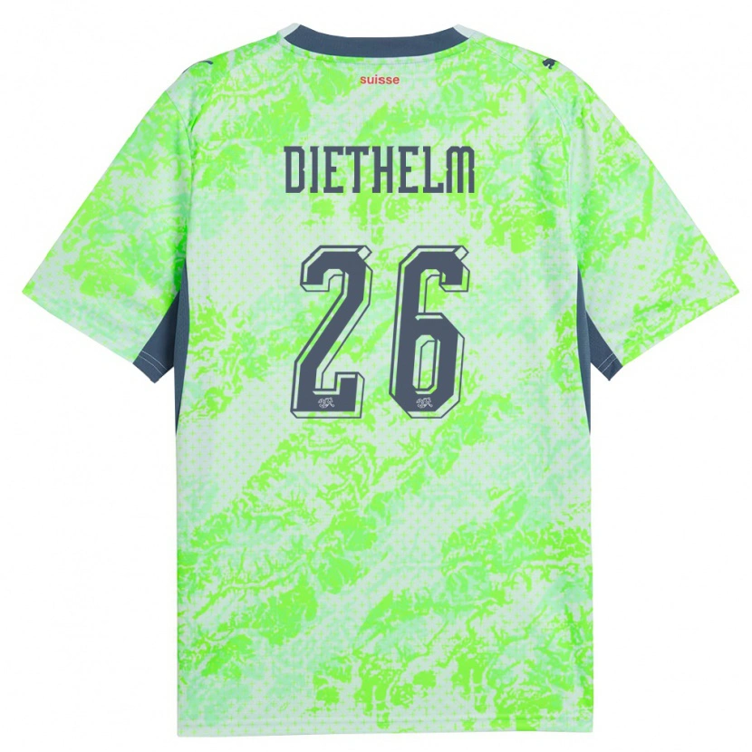 Danxen Hombre Camiseta Suiza Thierry Diethelm #26 Verde Marino 2ª Equipación 26-28 La Camisa