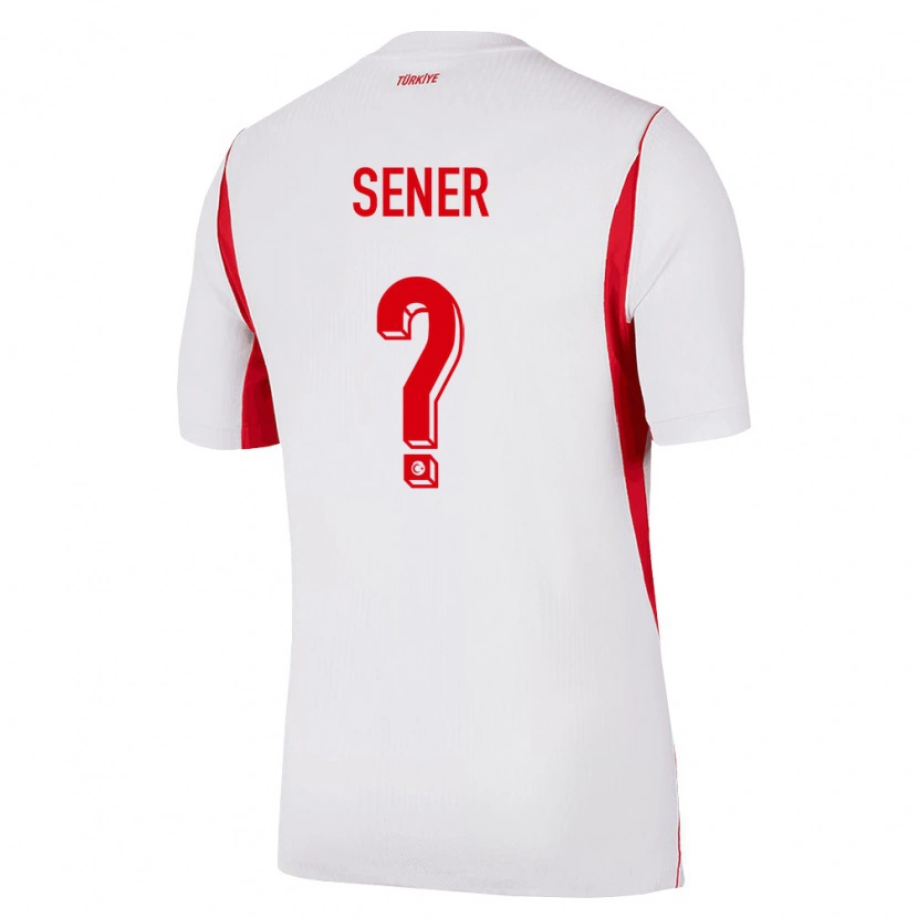 Danxen Hombre Camiseta Turquía Kerem Şener #0 Blanco Rojo Borgoña 2ª Equipación 26-28 La Camisa