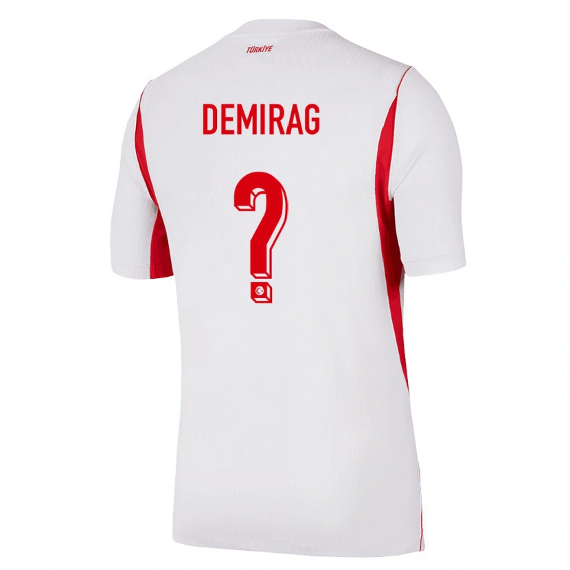 Danxen Hombre Camiseta Turquía Bilal Demirağ #0 Blanco Rojo Borgoña 2ª Equipación 26-28 La Camisa