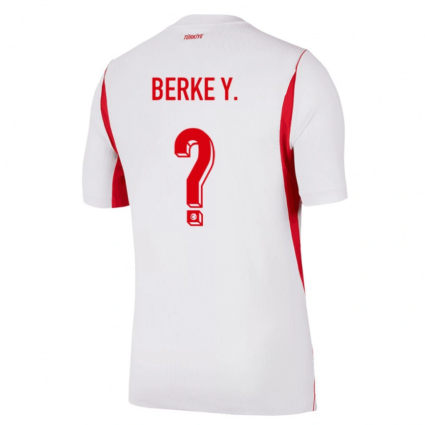 Danxen Hombre Camiseta Turquía Berke Yıldırım #0 Blanco Rojo Borgoña 2ª Equipación 26-28 La Camisa