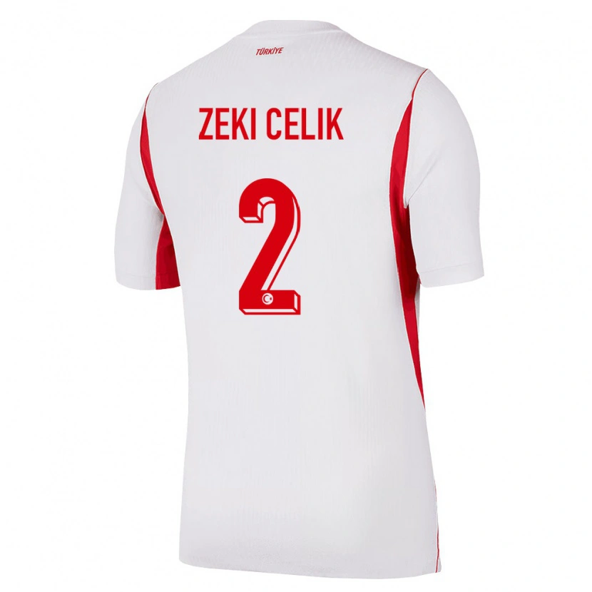Danxen Hombre Camiseta Turquía Zeki Çelik #2 Blanco Rojo Borgoña 2ª Equipación 26-28 La Camisa