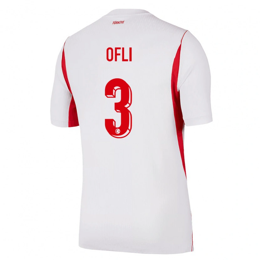 Danxen Hombre Camiseta Turquía Deniz Ofli #3 Blanco Rojo Borgoña 2ª Equipación 26-28 La Camisa