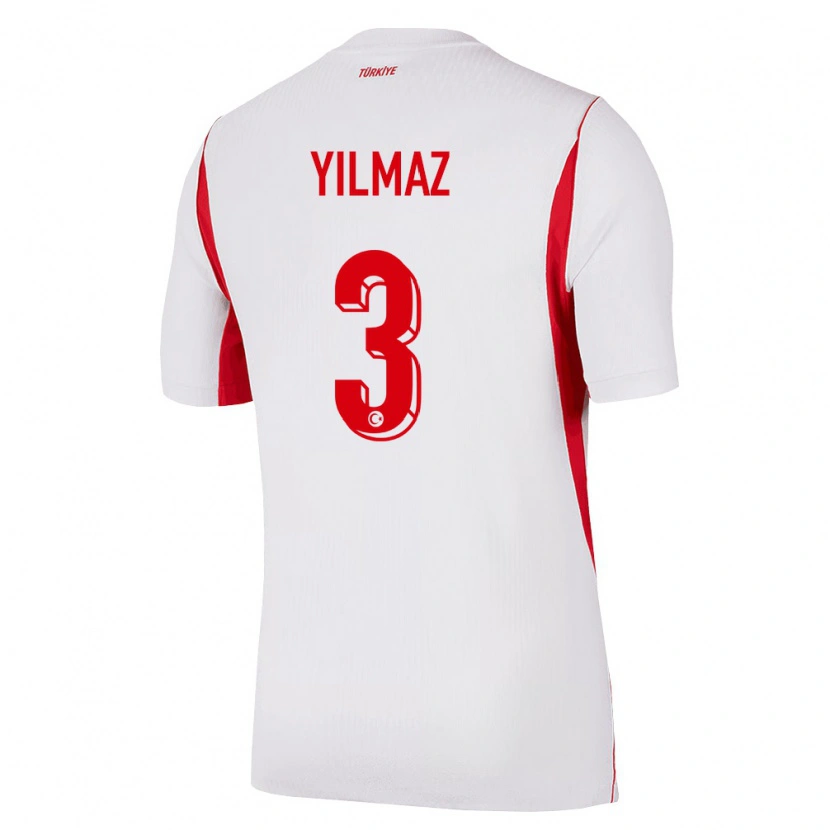 Danxen Hombre Camiseta Turquía Berkay Yılmaz #3 Blanco Rojo Borgoña 2ª Equipación 26-28 La Camisa