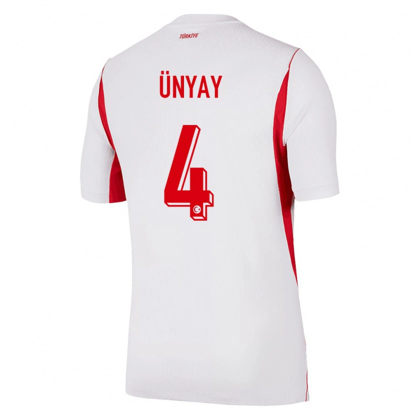 Danxen Hombre Camiseta Turquía Arda Ünyay #4 Blanco Rojo Borgoña 2ª Equipación 26-28 La Camisa