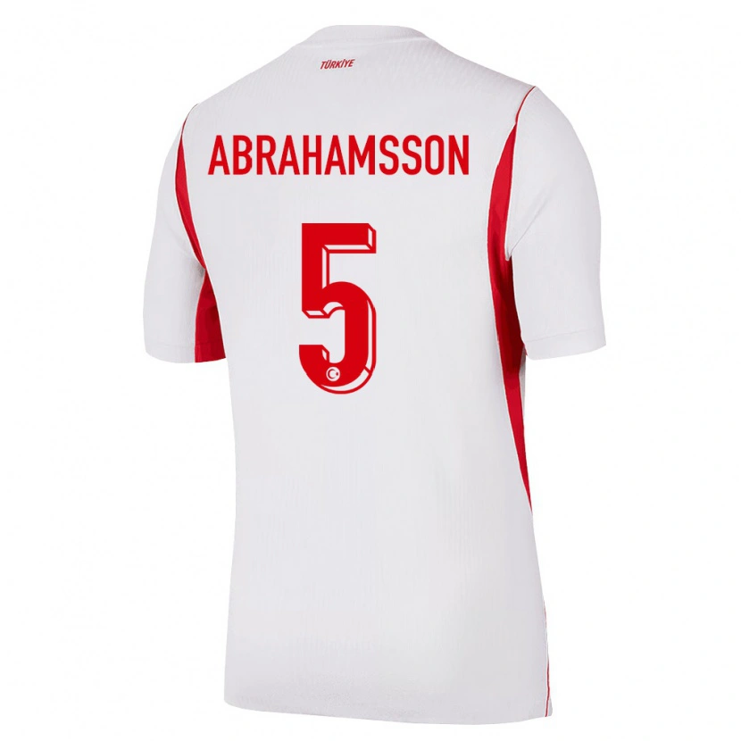 Danxen Hombre Camiseta Turquía Sejde Aylin Abrahamsson #5 Blanco Rojo Borgoña 2ª Equipación 26-28 La Camisa