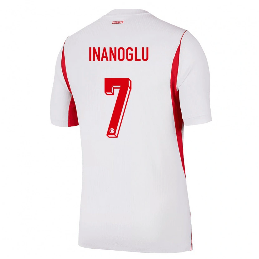 Danxen Hombre Camiseta Turquía Kaan İnanoğlu #7 Blanco Rojo Borgoña 2ª Equipación 26-28 La Camisa