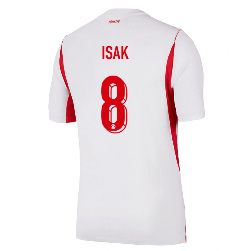 Danxen Hombre Camiseta Turquía İsak Vural #8 Blanco Rojo Borgoña 2ª Equipación 26-28 La Camisa