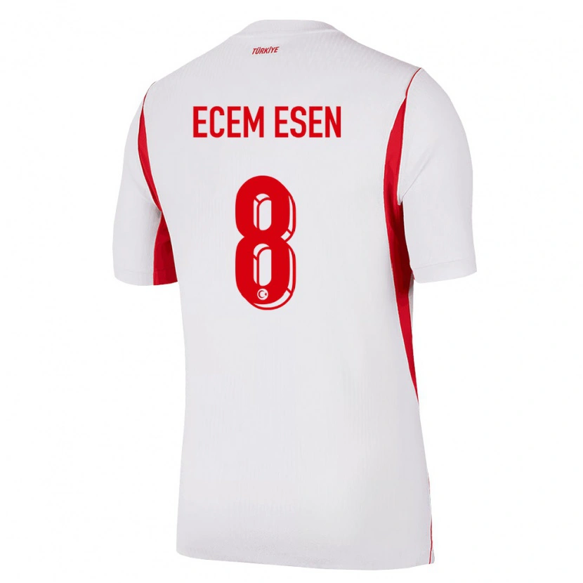 Danxen Hombre Camiseta Turquía Emine Ecem Esen #8 Blanco Rojo Borgoña 2ª Equipación 26-28 La Camisa