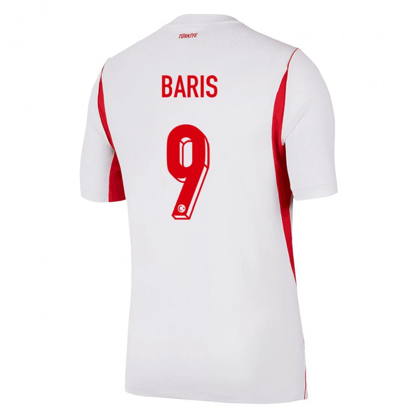 Danxen Hombre Camiseta Turquía Barış Alper Yılmaz #9 Blanco Rojo Borgoña 2ª Equipación 26-28 La Camisa
