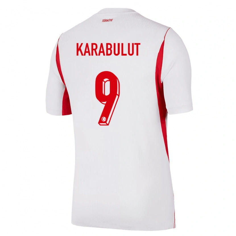 Danxen Hombre Camiseta Turquía Arzu Karabulut #9 Blanco Rojo Borgoña 2ª Equipación 26-28 La Camisa