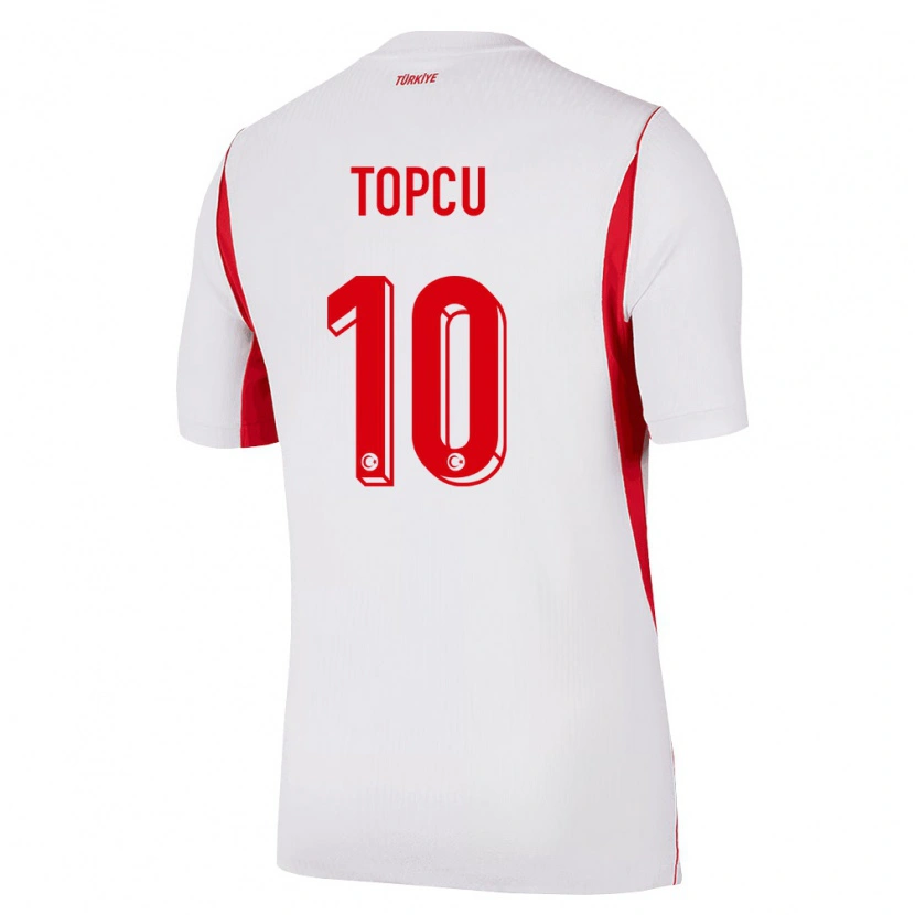 Danxen Hombre Camiseta Turquía Ebru Topçu #10 Blanco Rojo Borgoña 2ª Equipación 26-28 La Camisa