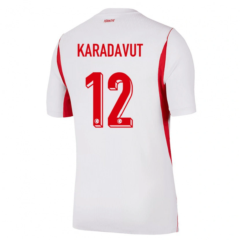 Danxen Hombre Camiseta Turquía Ayaz Karadavut #12 Blanco Rojo Borgoña 2ª Equipación 26-28 La Camisa
