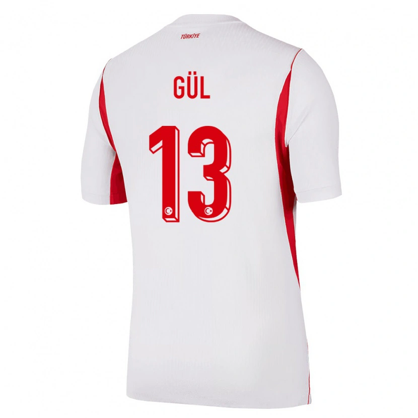 Danxen Hombre Camiseta Turquía Deniz Gül #13 Blanco Rojo Borgoña 2ª Equipación 26-28 La Camisa