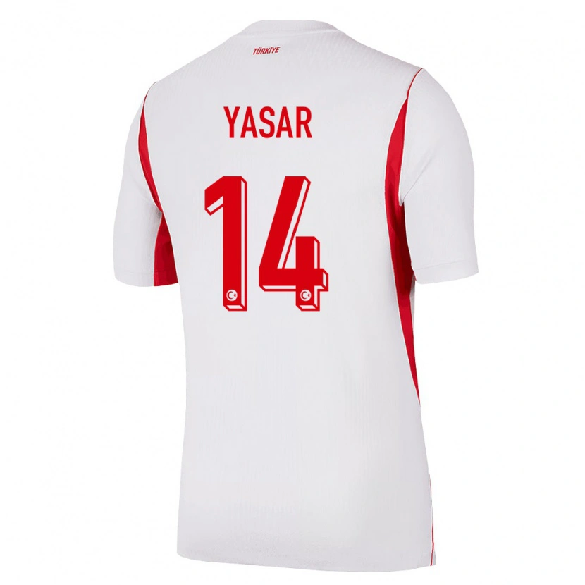 Danxen Hombre Camiseta Turquía Eyyüb Yasar #14 Blanco Rojo Borgoña 2ª Equipación 26-28 La Camisa