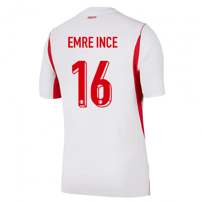 Danxen Hombre Camiseta Turquía Taha Emre İnce #16 Blanco Rojo Borgoña 2ª Equipación 26-28 La Camisa