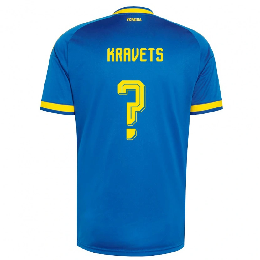 Danxen Hombre Camiseta Ucrania David Kravets #0 Azul Amarillo Marino 2ª Equipación 26-28 La Camisa