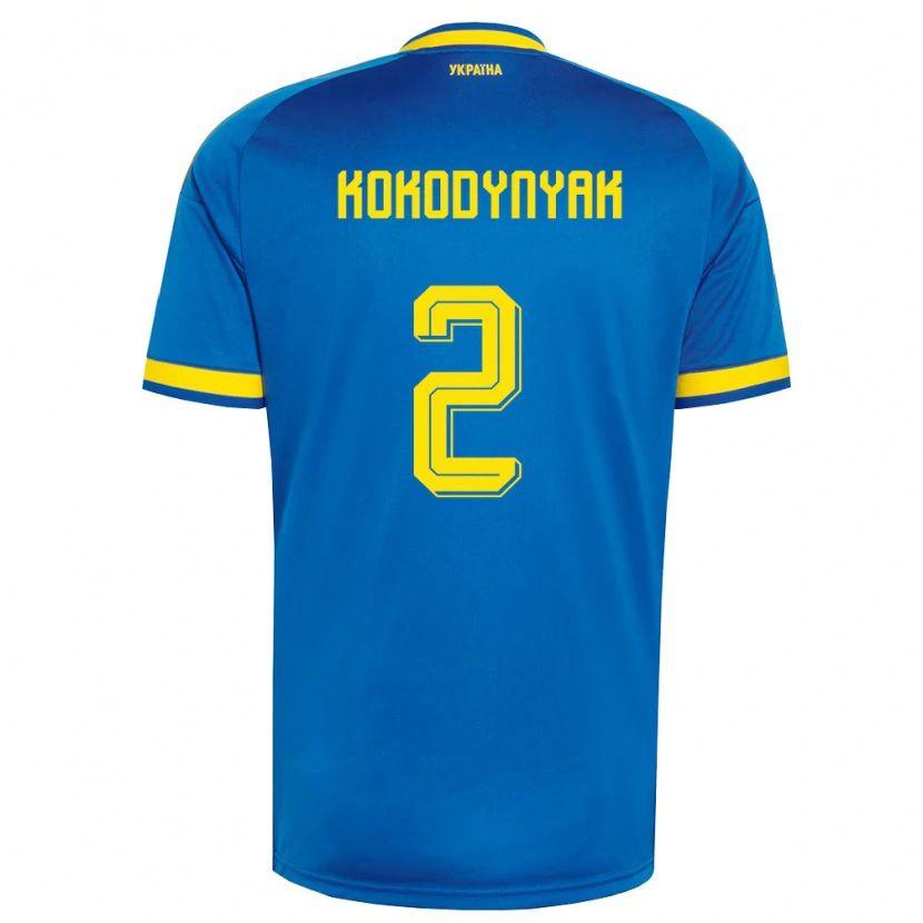 Danxen Hombre Camiseta Ucrania Yuriy Kokodynyak #2 Azul Amarillo Marino 2ª Equipación 26-28 La Camisa