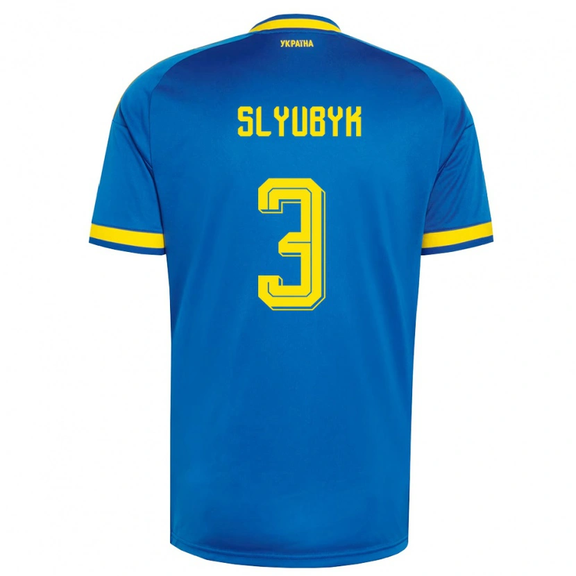 Danxen Hombre Camiseta Ucrania Bogdan Slyubyk #3 Azul Amarillo Marino 2ª Equipación 26-28 La Camisa