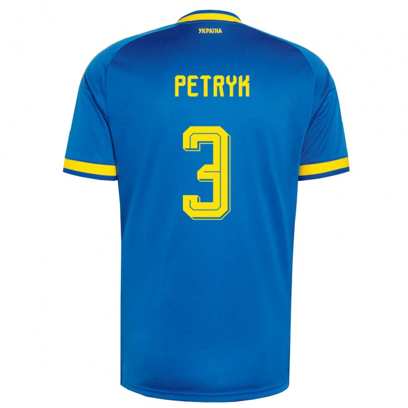 Danxen Hombre Camiseta Ucrania Anna Petryk #3 Azul Amarillo Marino 2ª Equipación 26-28 La Camisa