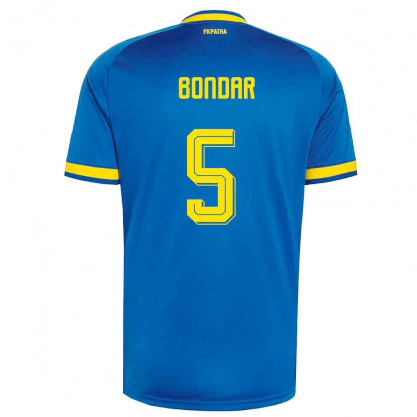 Danxen Hombre Camiseta Ucrania Valeriy Bondar #5 Azul Amarillo Marino 2ª Equipación 26-28 La Camisa