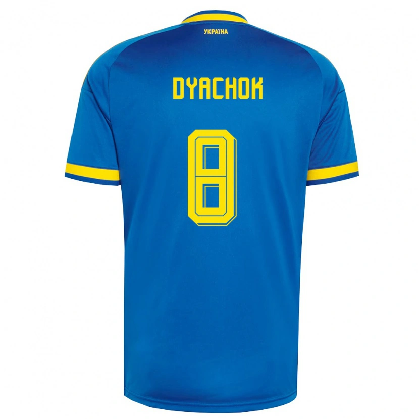 Danxen Hombre Camiseta Ucrania Danylo Dyachok #8 Azul Amarillo Marino 2ª Equipación 26-28 La Camisa