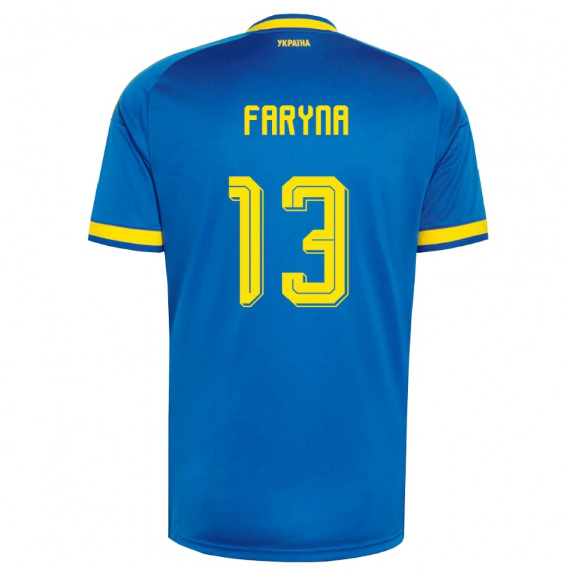 Danxen Hombre Camiseta Ucrania Maryan Faryna #13 Azul Amarillo Marino 2ª Equipación 26-28 La Camisa