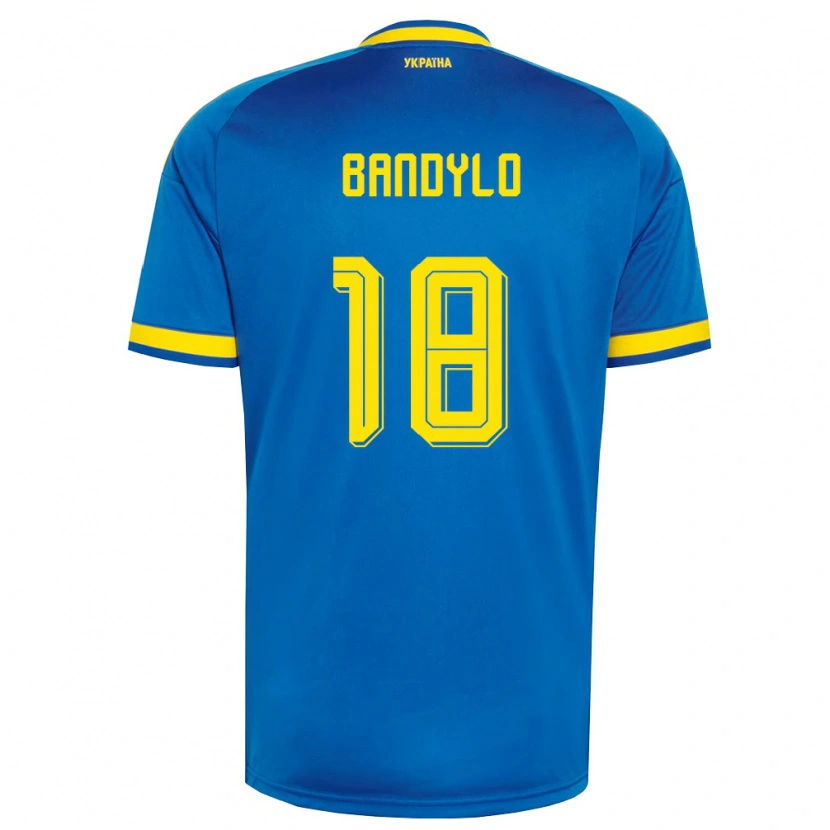 Danxen Hombre Camiseta Ucrania Svyatoslav Bandylo #18 Azul Amarillo Marino 2ª Equipación 26-28 La Camisa