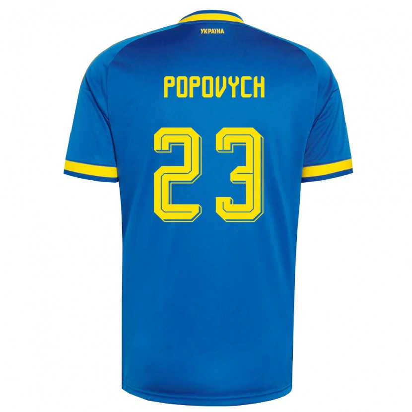 Danxen Hombre Camiseta Ucrania Ilya Popovych #23 Azul Amarillo Marino 2ª Equipación 26-28 La Camisa