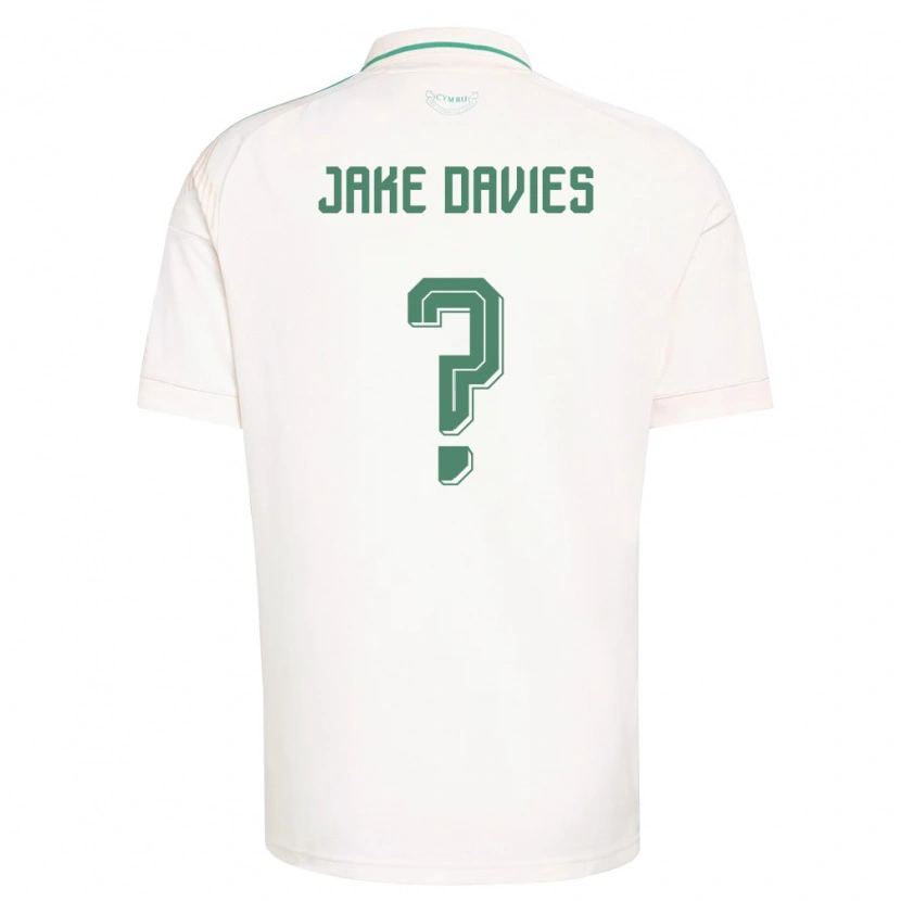 Danxen Hombre Camiseta Gales Jake Davies #0 Blanco Marrón Verde 2ª Equipación 26-28 La Camisa