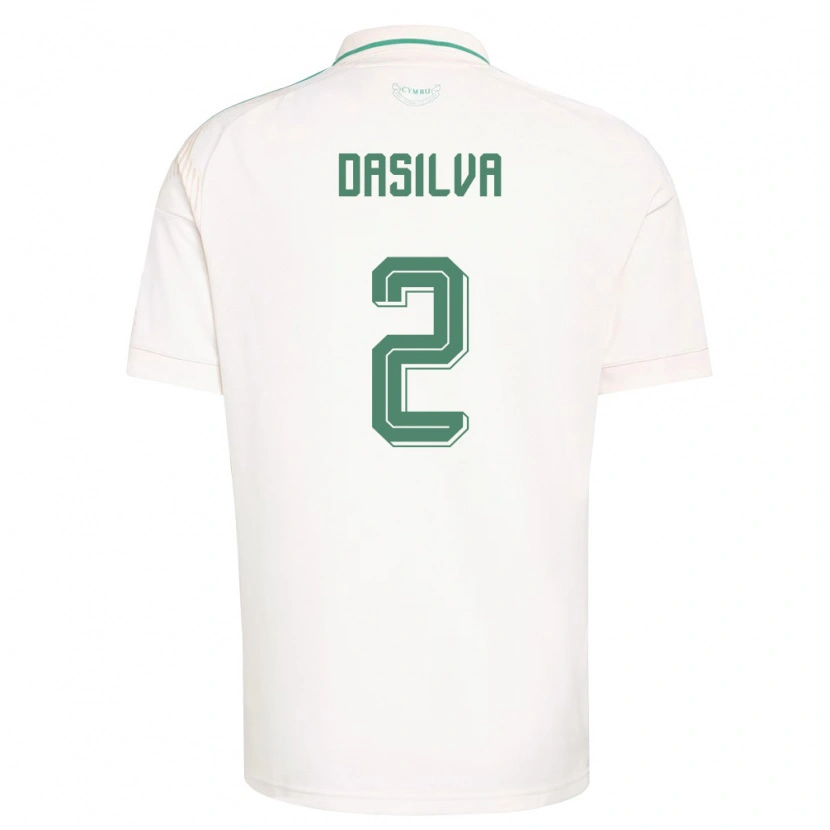 Danxen Hombre Camiseta Gales Jay Dasilva #2 Blanco Marrón Verde 2ª Equipación 26-28 La Camisa