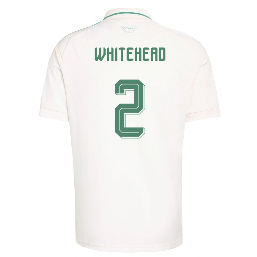 Danxen Hombre Camiseta Gales Daniel Whitehead #2 Blanco Marrón Verde 2ª Equipación 26-28 La Camisa